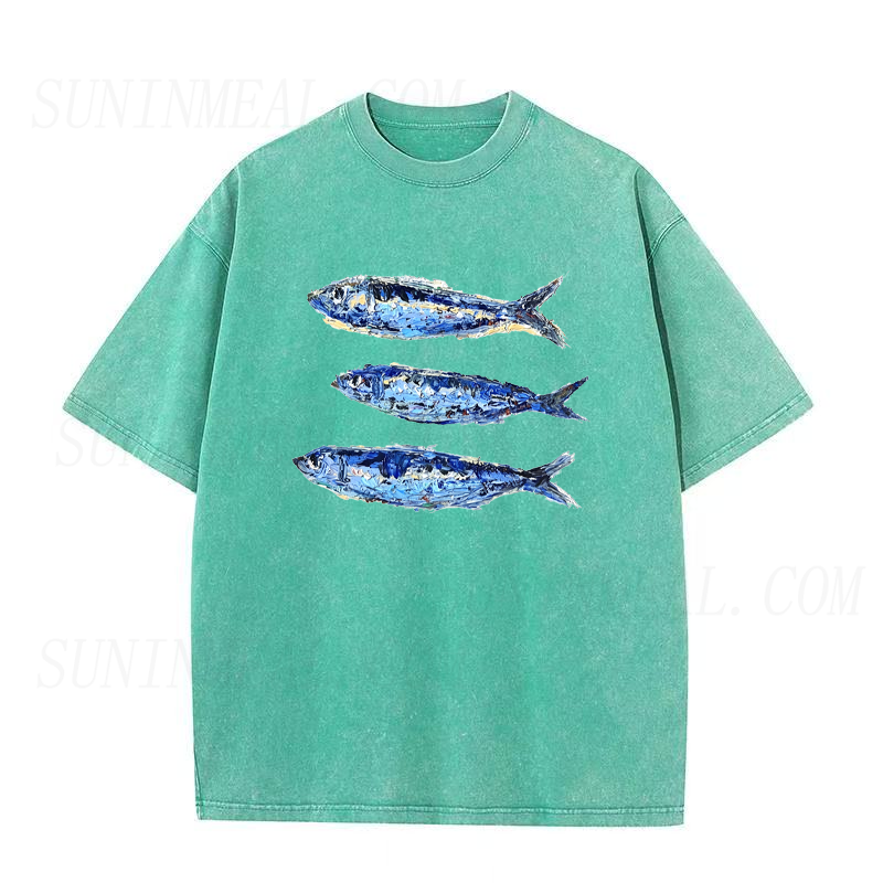 Oil Painting Style Sardines Unisex Tee