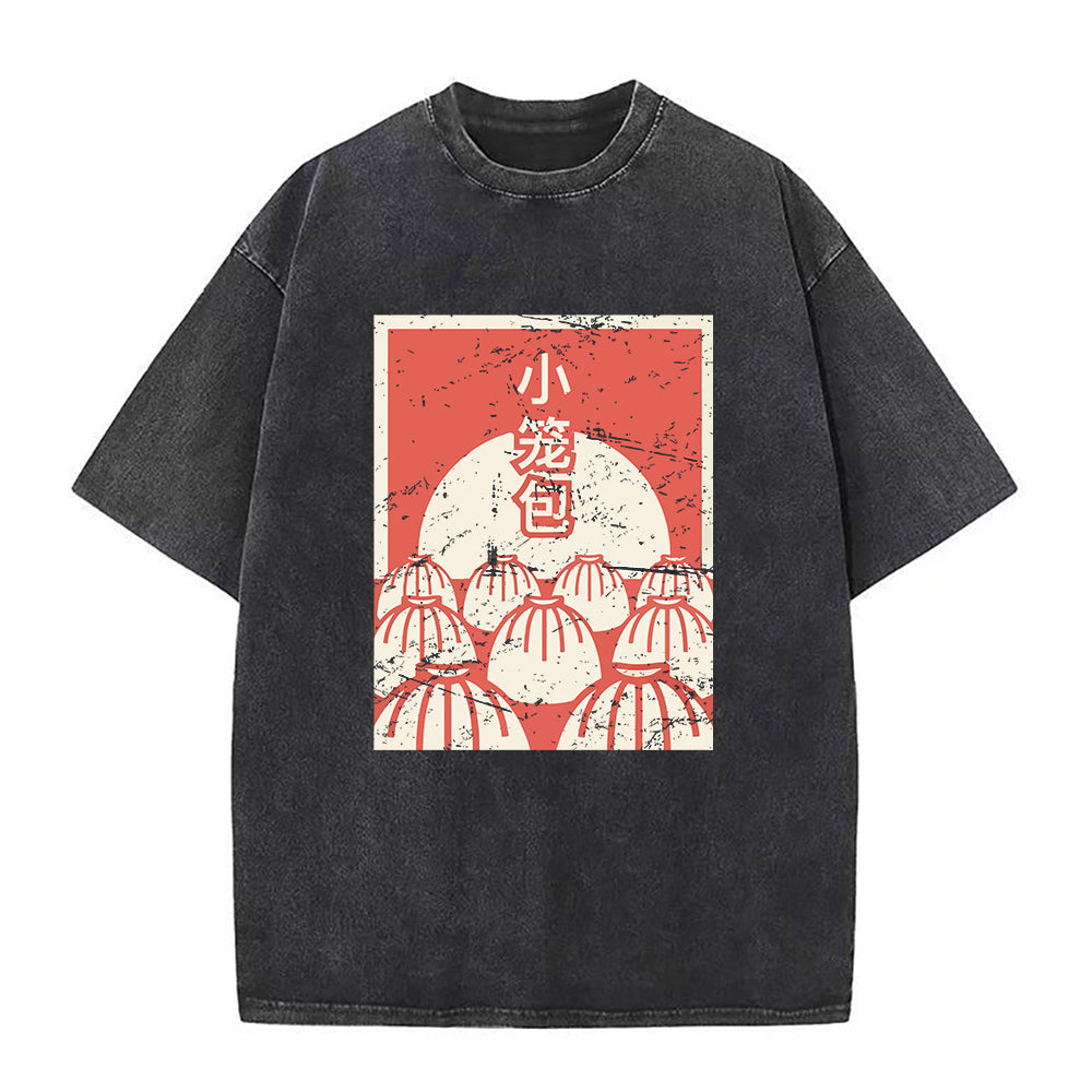 ダメージ加工のスープダンプリング ユニセックスTシャツ