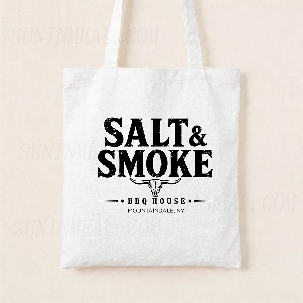 Salt & Smoke BBQ House Longhorn Skull Canvas Tote Bag