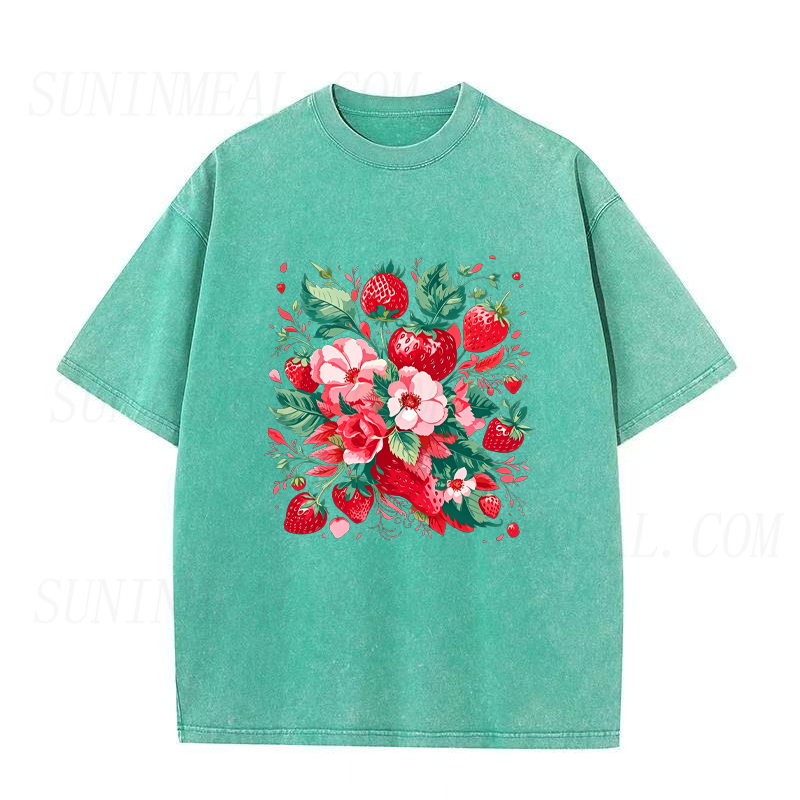 Strawberry & Floral Bouquet Unisex Tee