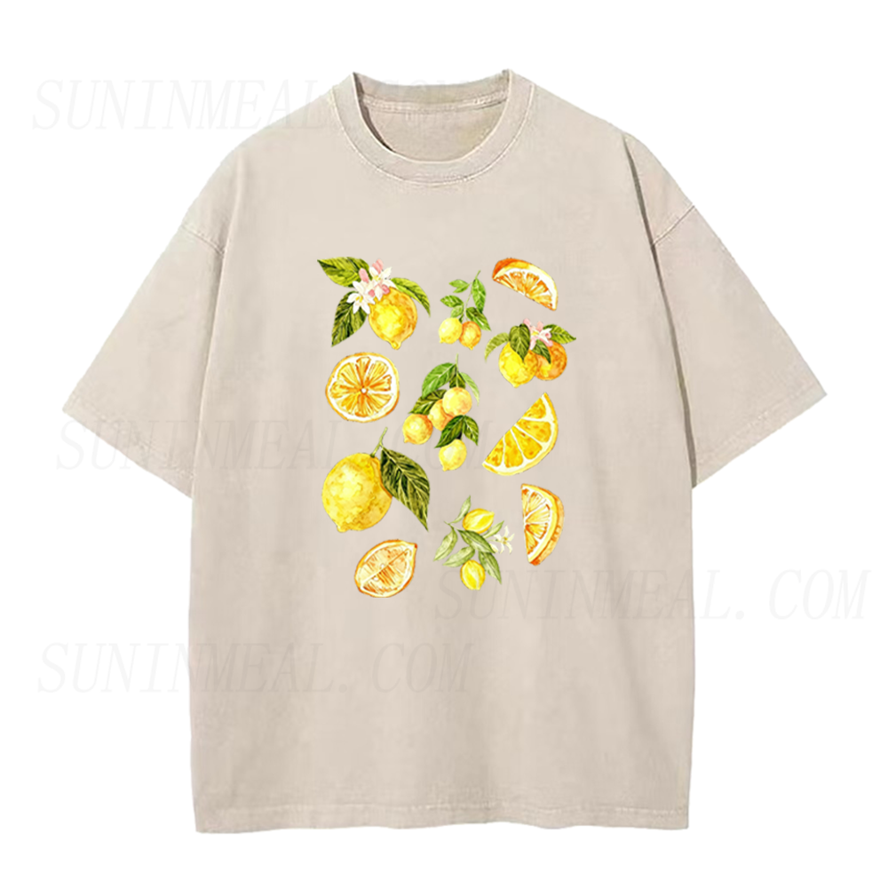 Retro Botanical Lemon Slices & Blossoms Unisex Tee