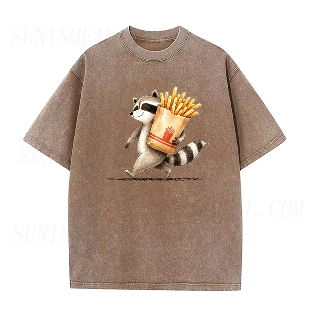Happy Raccoon With French Fries Unisex Tee