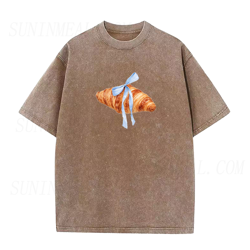 Croissant with Blue Bow Unisex Tee