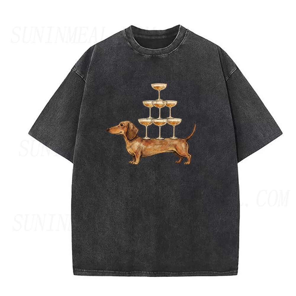Dachshund & Champagne Tower Unisex Tee