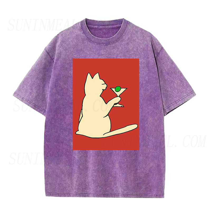 Red Cat with Martini unisex Tee