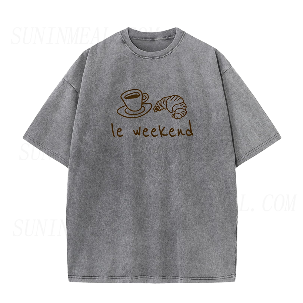 Le Weekend Coffee Croissant French Graphic Unisex Tee