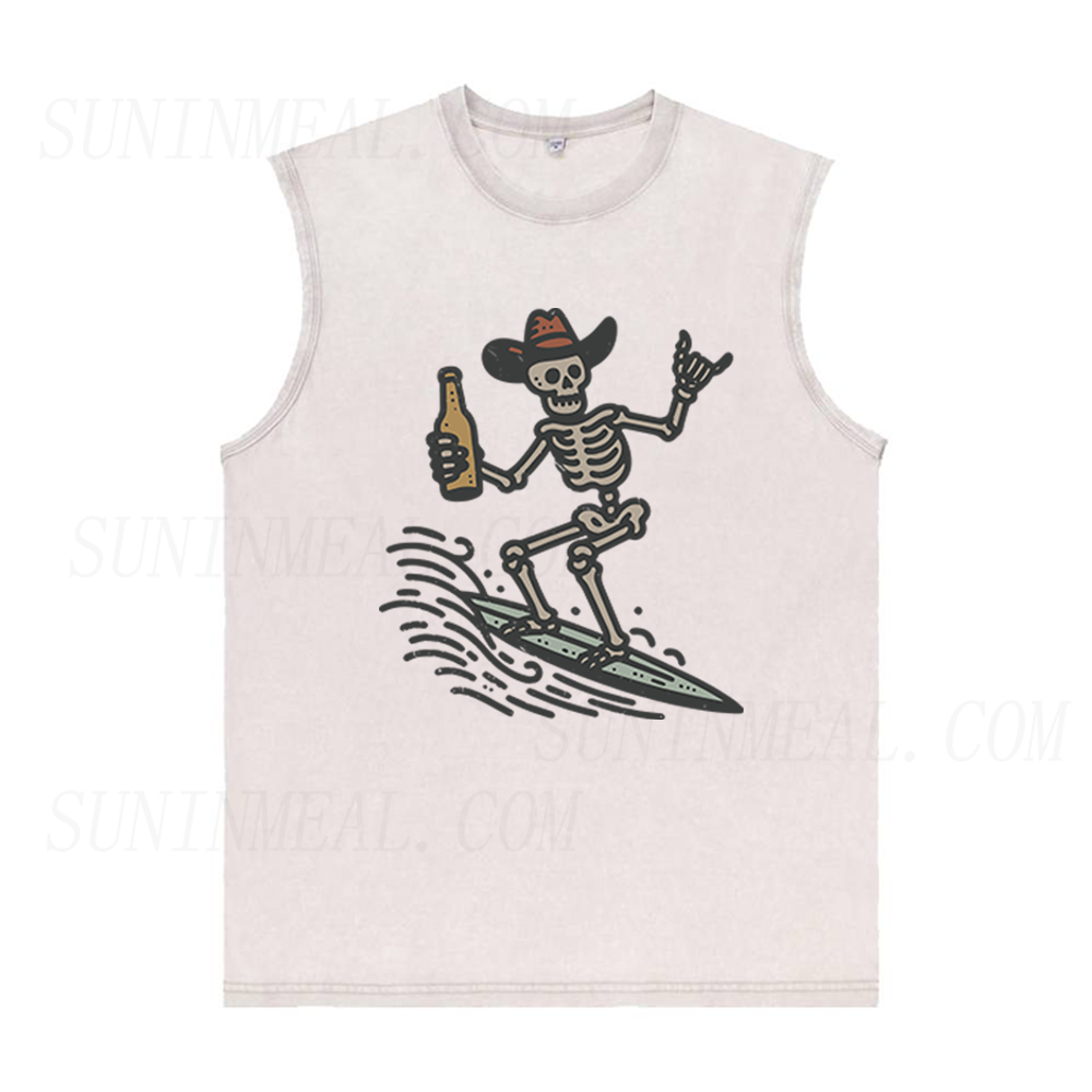 Vintage Surfer Skeleton Unisex Tank Top