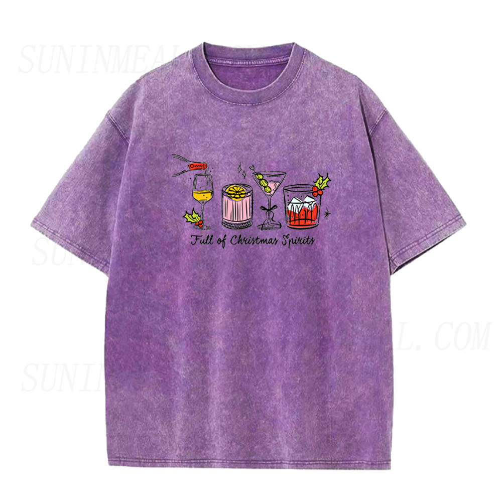 Full of Christmas Spirits Retro Cocktail Graphic Unisex Tee