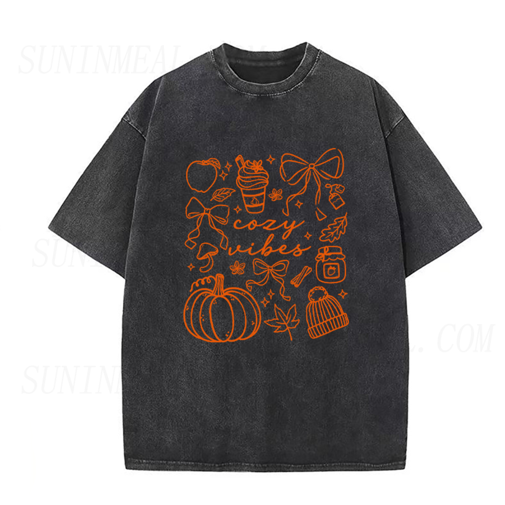 Cozy Vibes Cute Fall Doodle Pumpkin Spice Unisex Tee