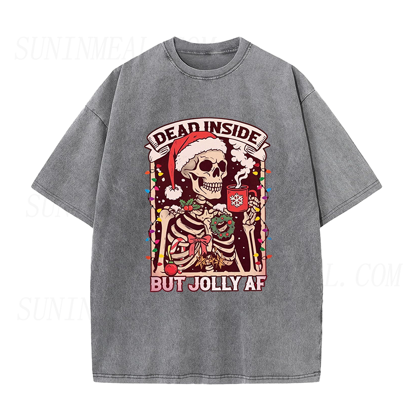 Dead Inside Skeleton Coffee Christmas Unisex Tee