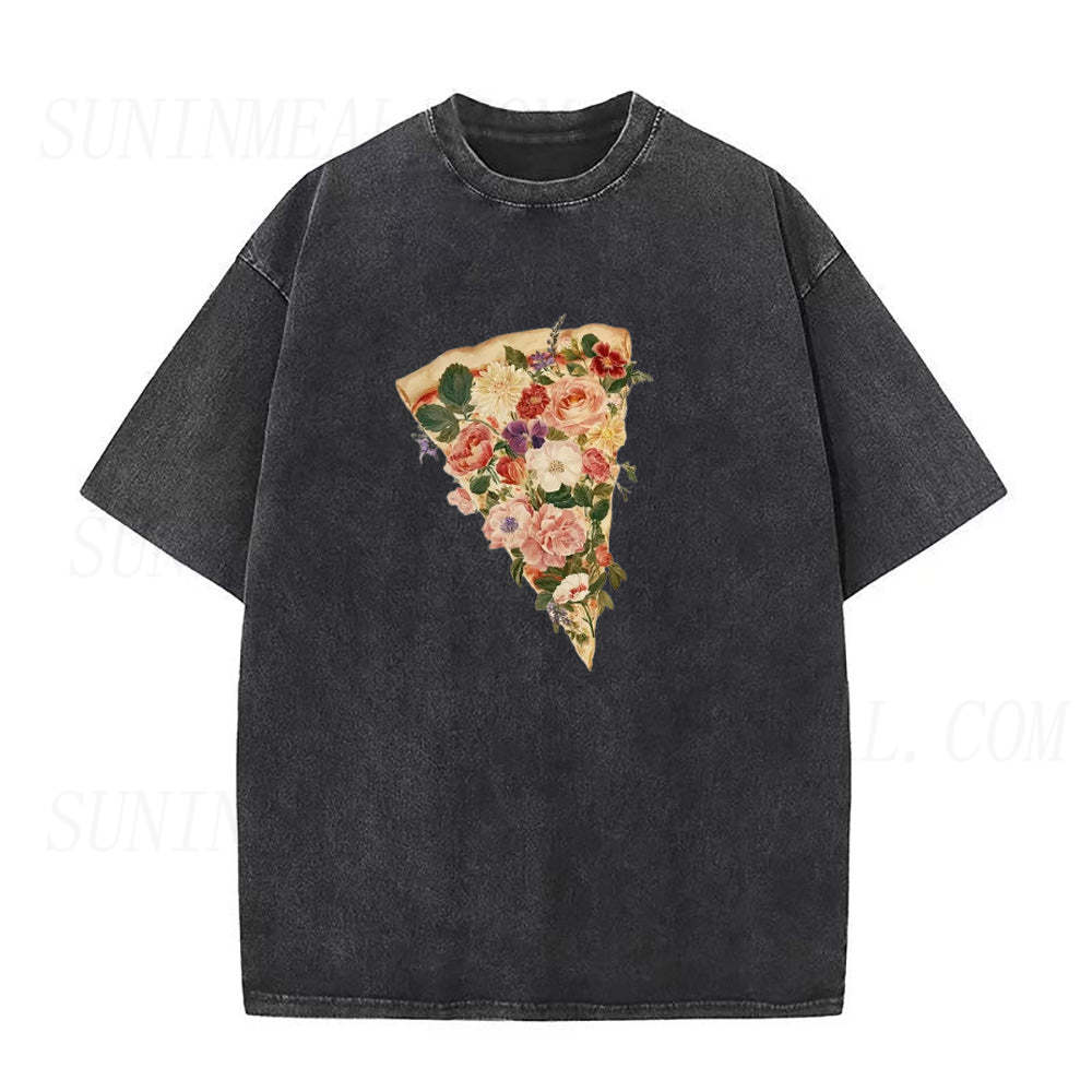 Pretty Floral Pizza Unisex Tee