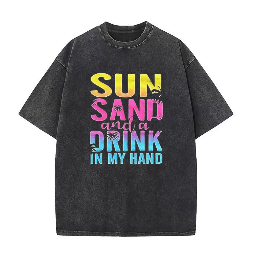 sun sand and a drink in my hand Unisex Tee
