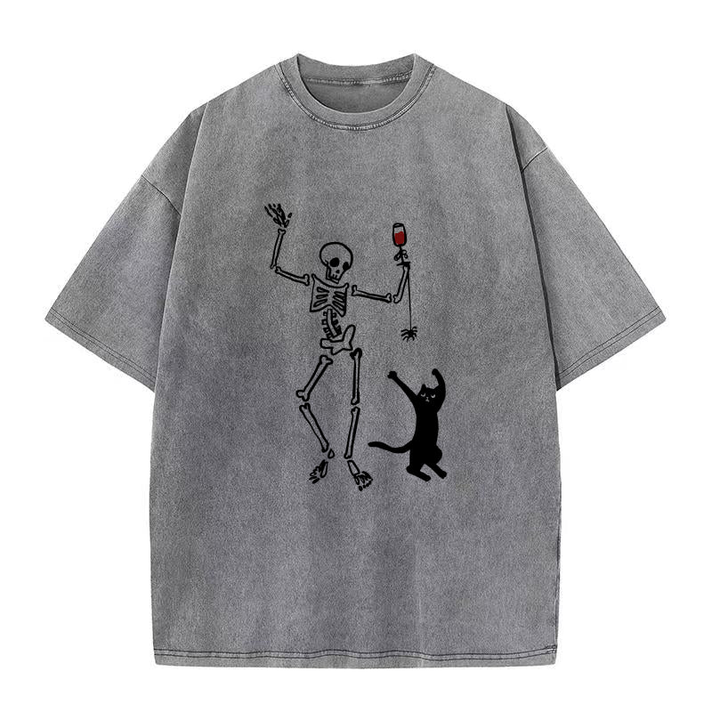 dancing skeleton and cat Unisex Tee