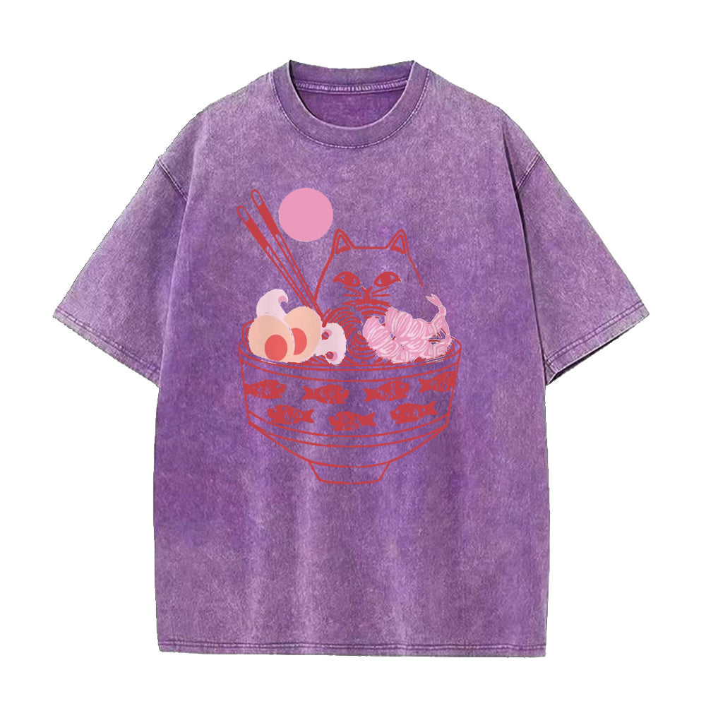 猫の麺ユニセックスTシャツ
