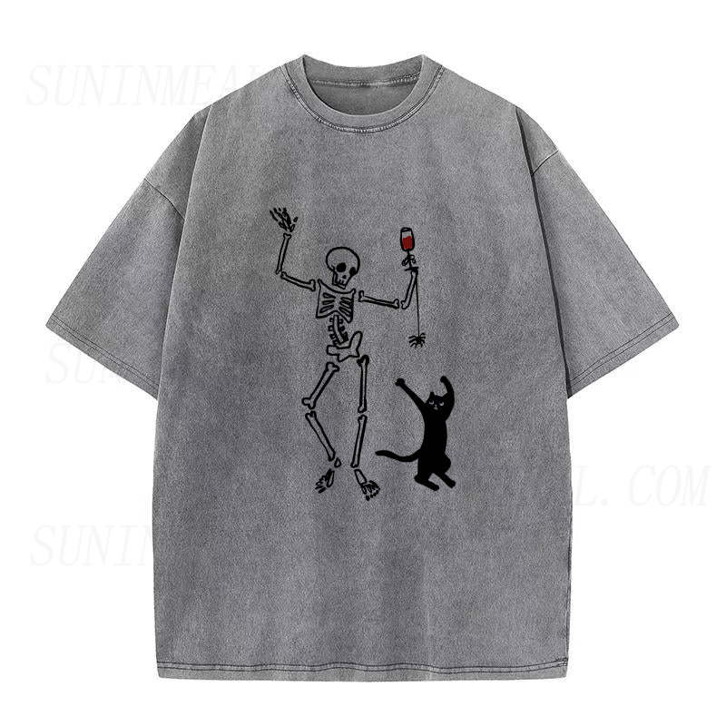 dancing skeleton and cat Unisex Tee