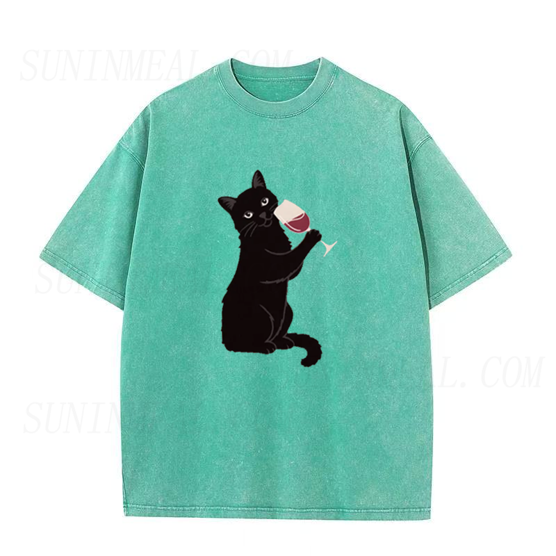 Cat Drinking Wine Unisex Tee
