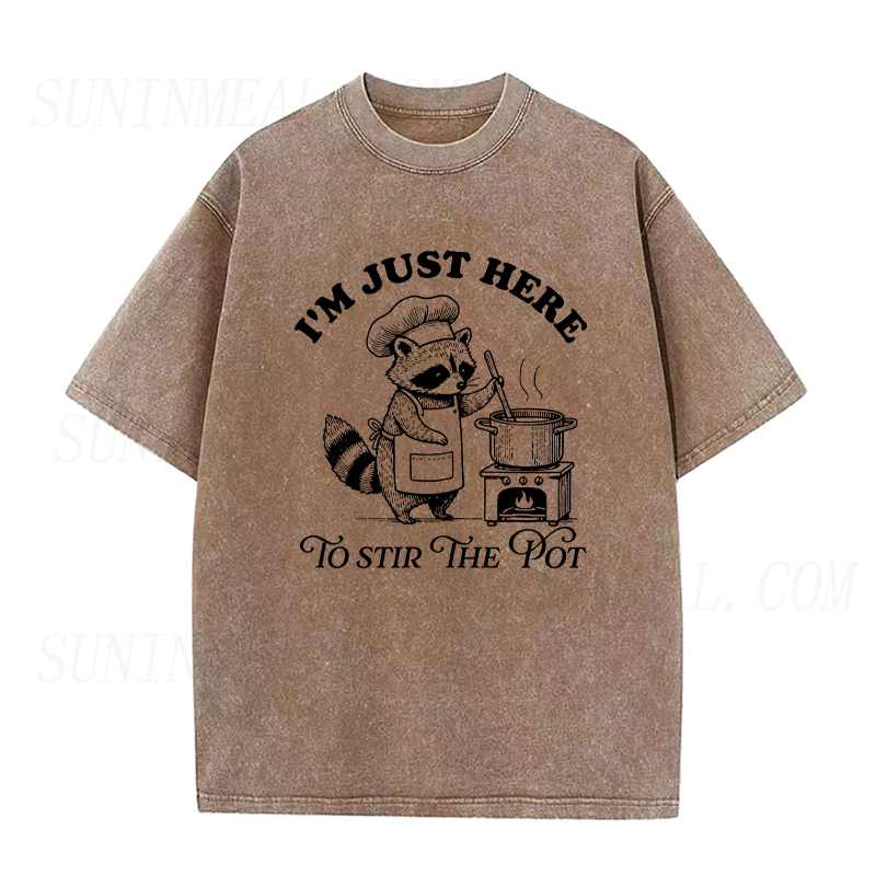 Im Just Here To Stir The Pot Raccoon Chef Unisex Tee