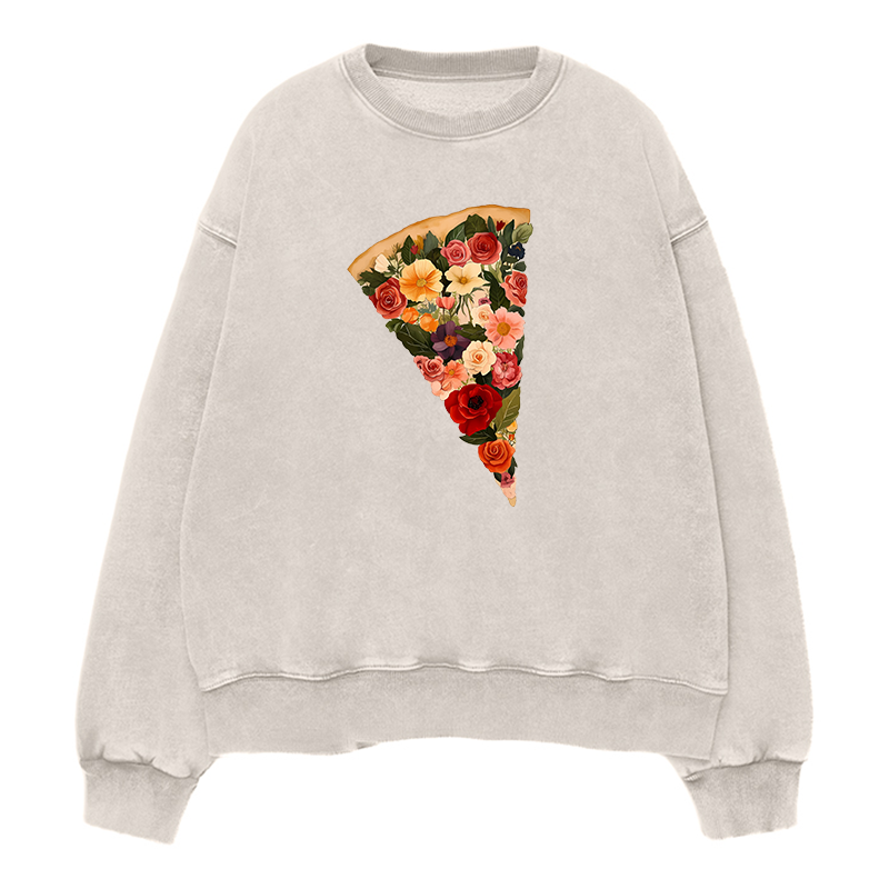 flowers pizza Unisex Crewneck Sweatshirt