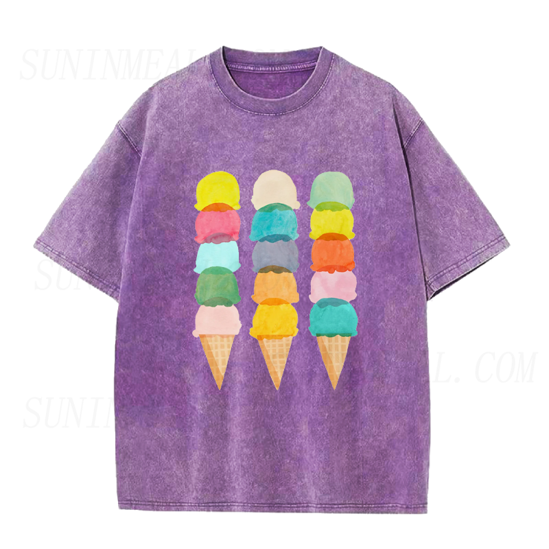 Three Rainbow Ice Creams Unisex Tee