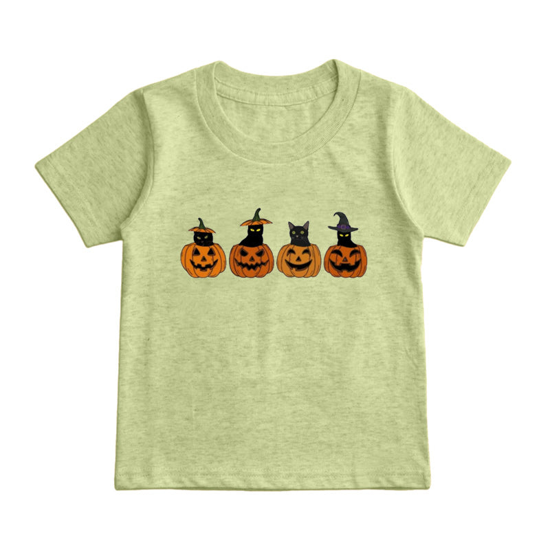 Black Cat Pumpkin Kids T-Shirt