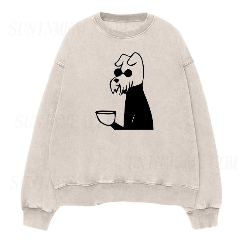 Dog Drinking a Cup of Coffee Unisex Crewneck Sweatshirt