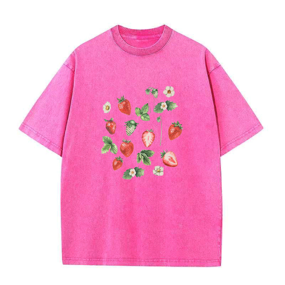 ストロベリーボタニカルユニセックスTシャツ