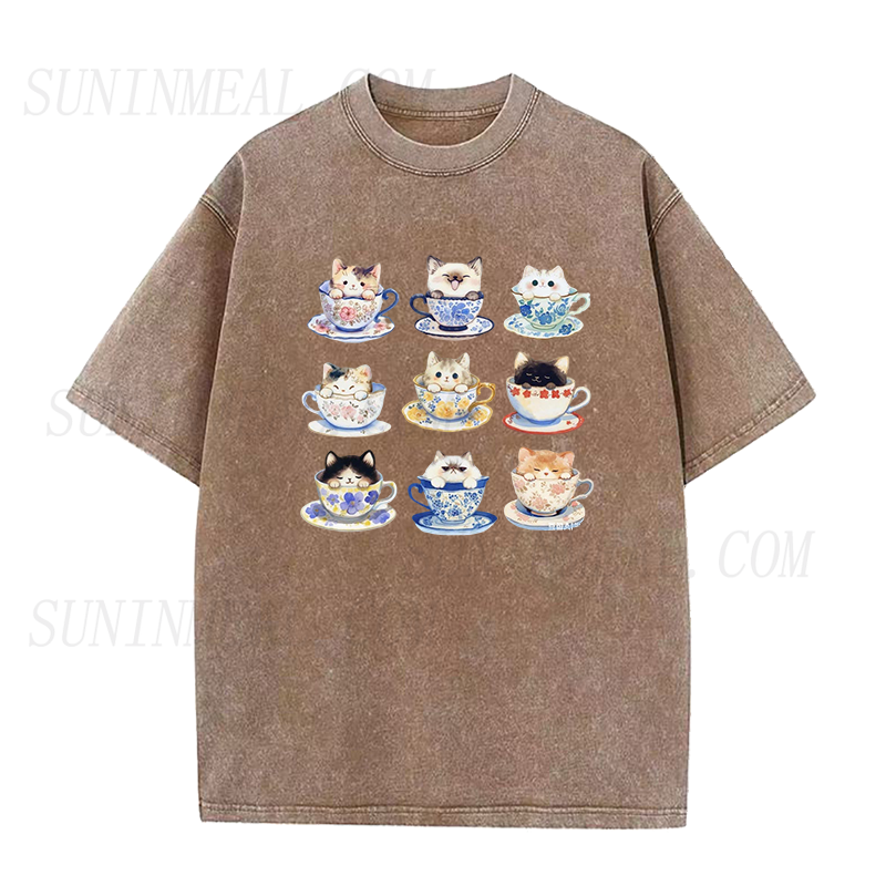 Funny Kitten Teacups Unisex Tee