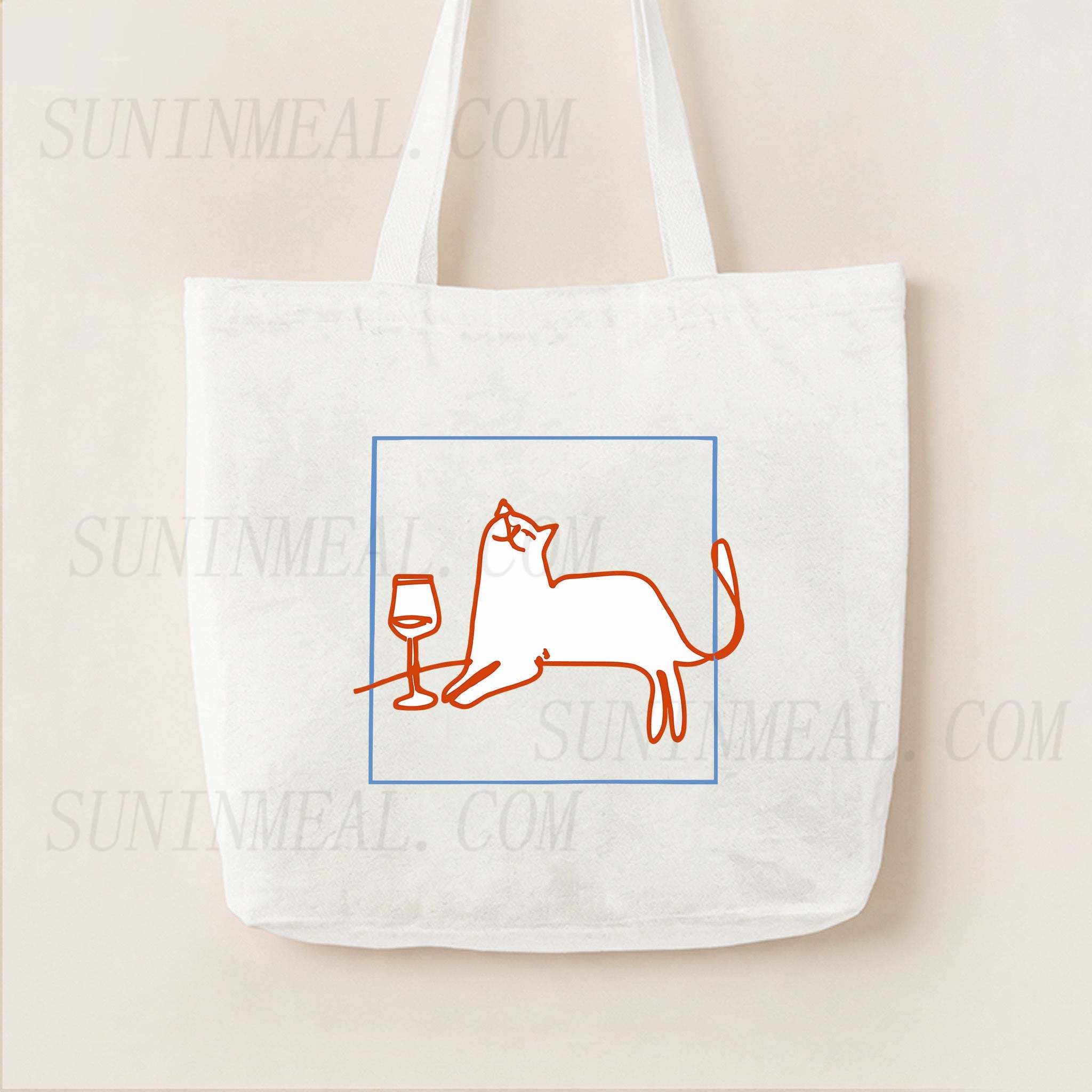Orange Cat with Wine Canvas Tote Bag