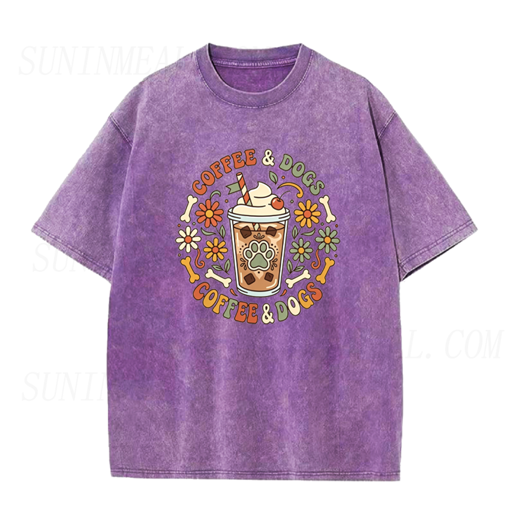 Retro Floral Coffee & Dogs Unisex Tee