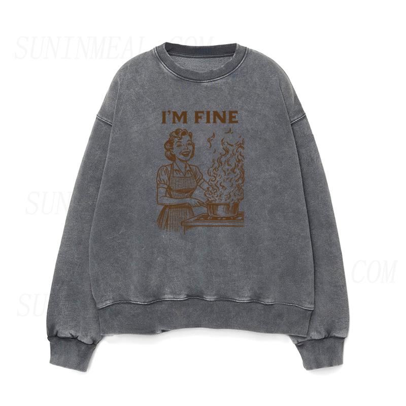 I'M FINE Cooking Unisex Crewneck Sweatshirt