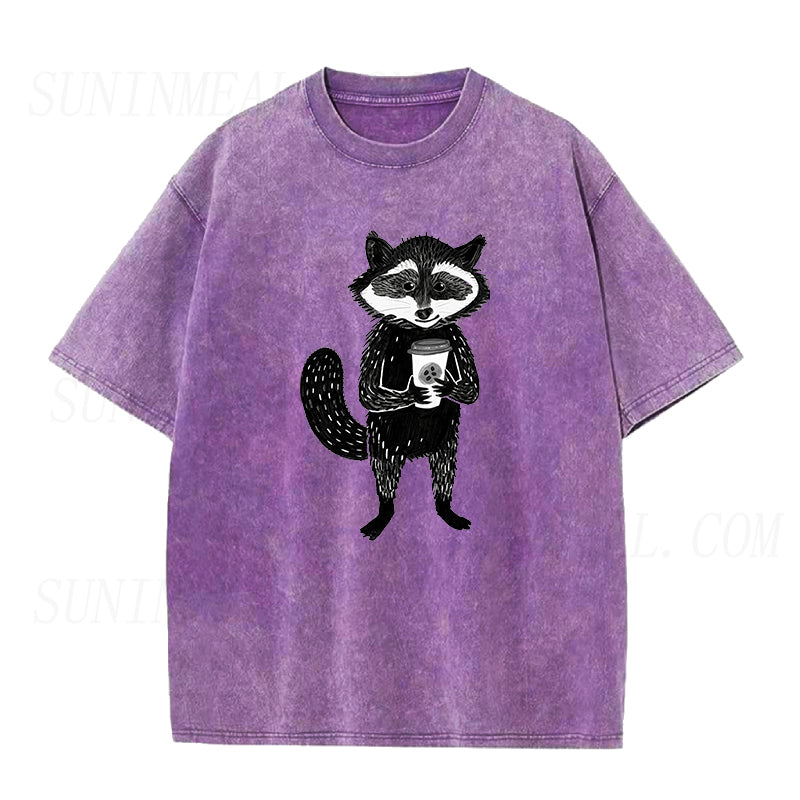 Raccoon with Coffee Unisex Tee
