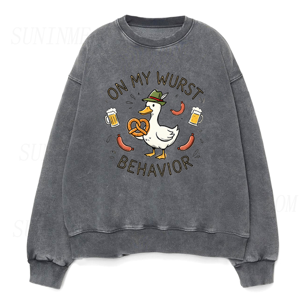 On My Wurst Behavior Goose Oktoberfest Unisex Crewneck Sweatshirt