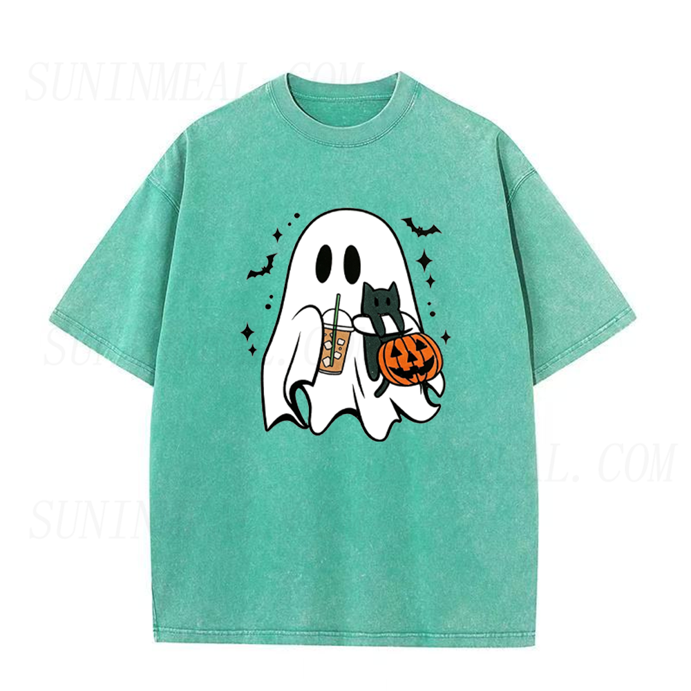 Cute Ghost Halloween Coffee Lover Unisex Tee