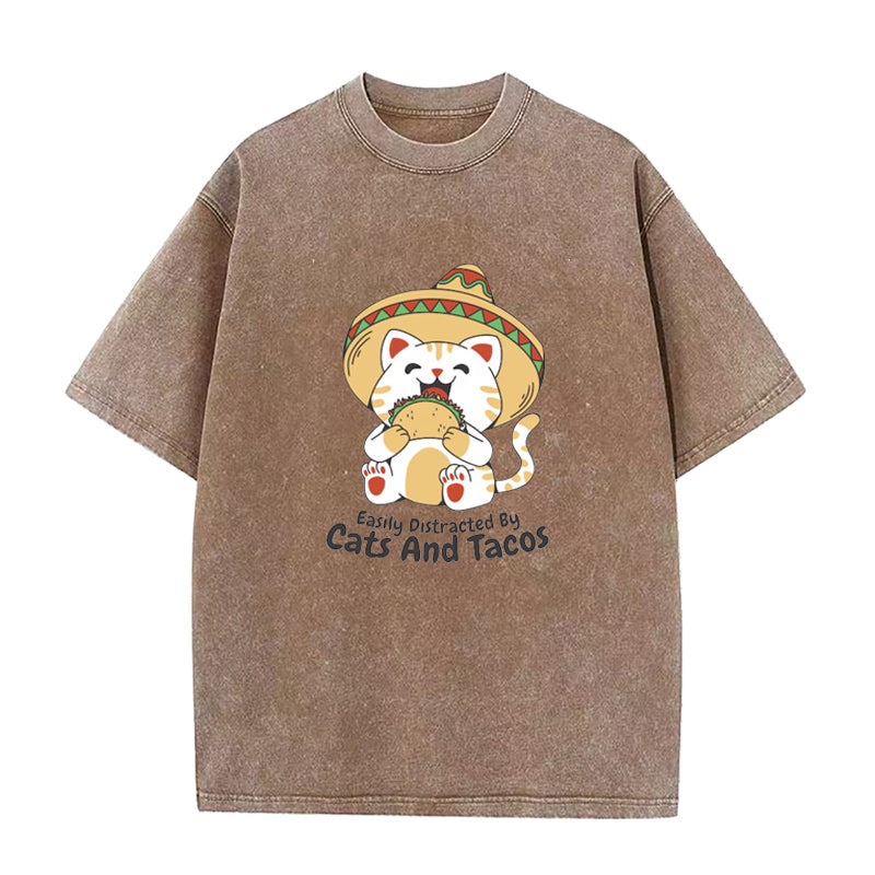 Easily Distracted By Cats And Tacos Unisex Tee
