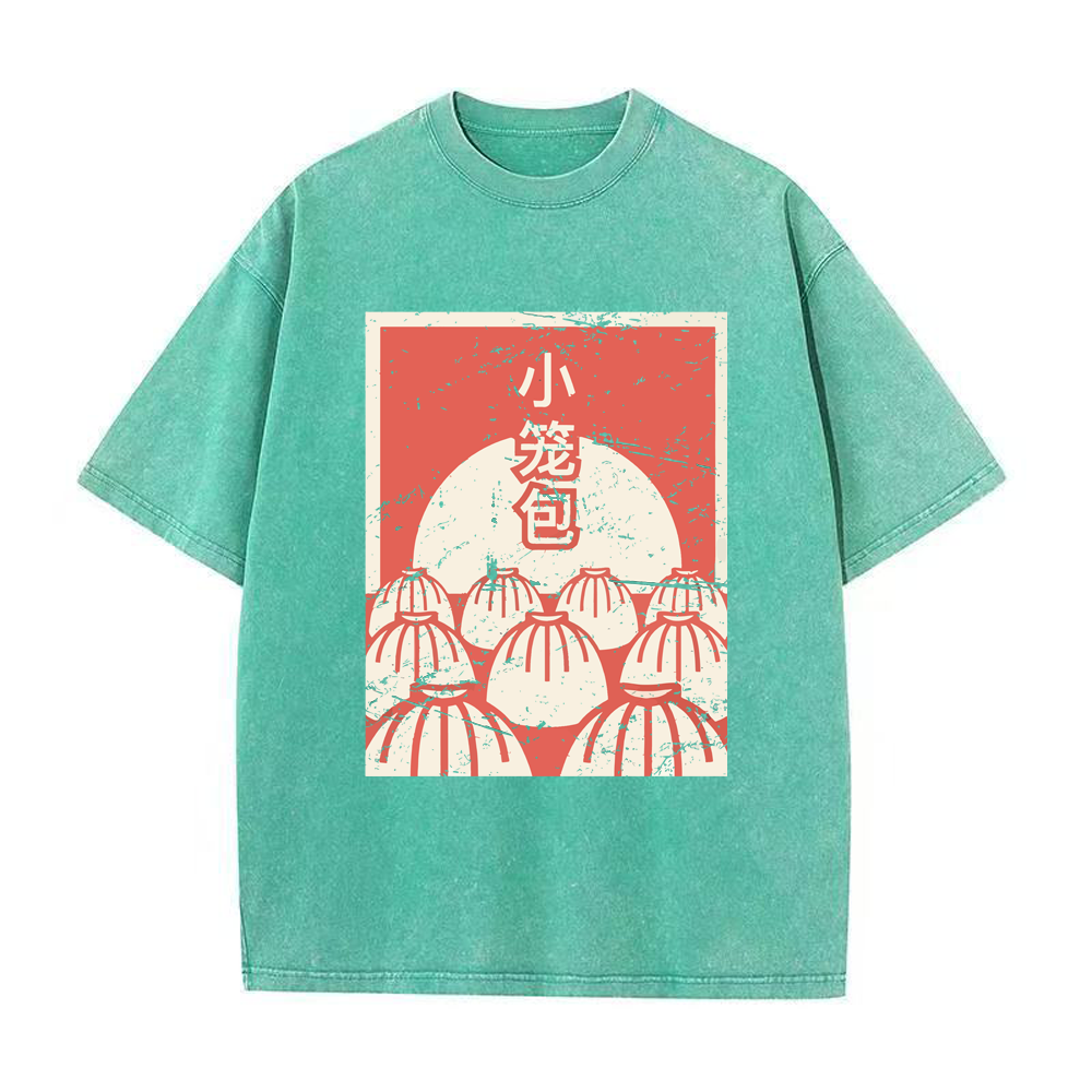 ダメージ加工のスープダンプリング ユニセックスTシャツ