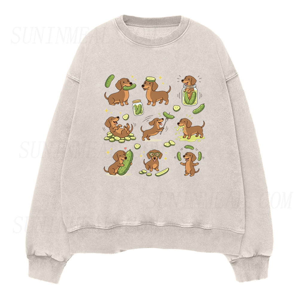 Funny Dachshund Pickle Unisex Crewneck Sweatshirt