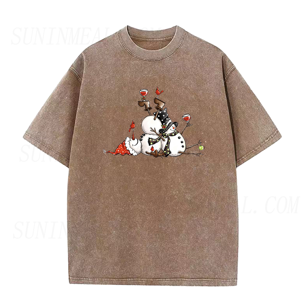 Funny Snowmen Drinking Wine Unisex Tee