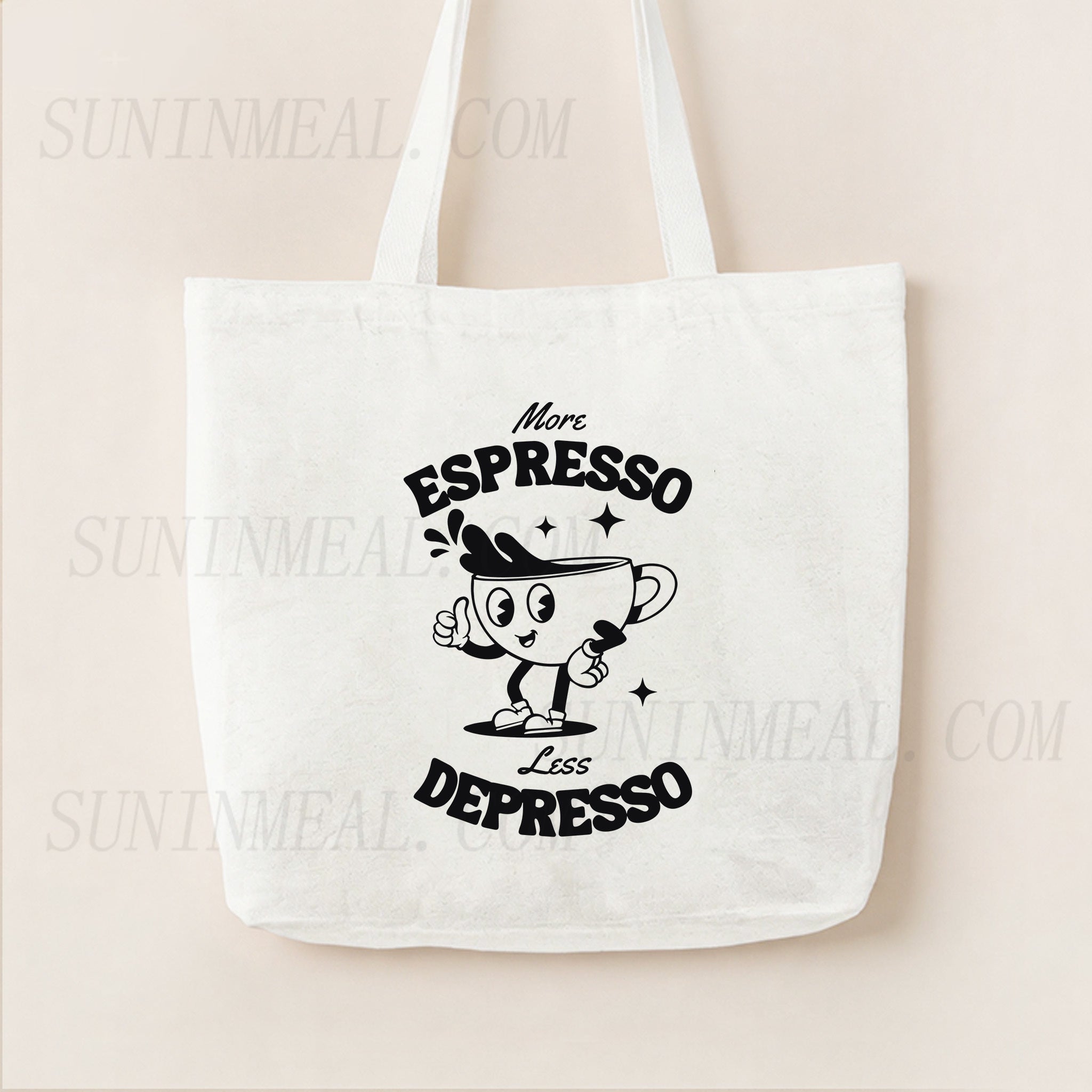 More Espresso Less Depresso Canvas Tote Bag