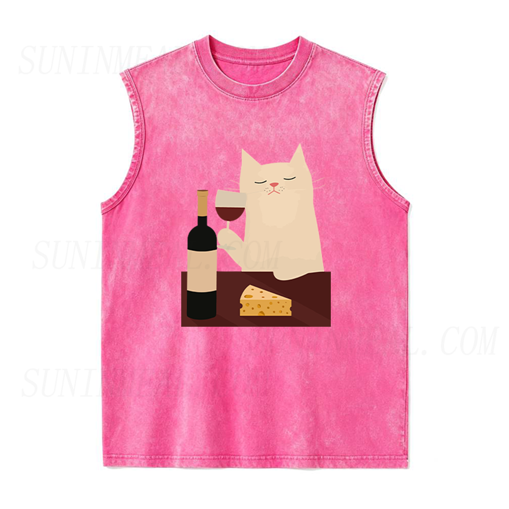 White Cat Wine Unisex Tank Top