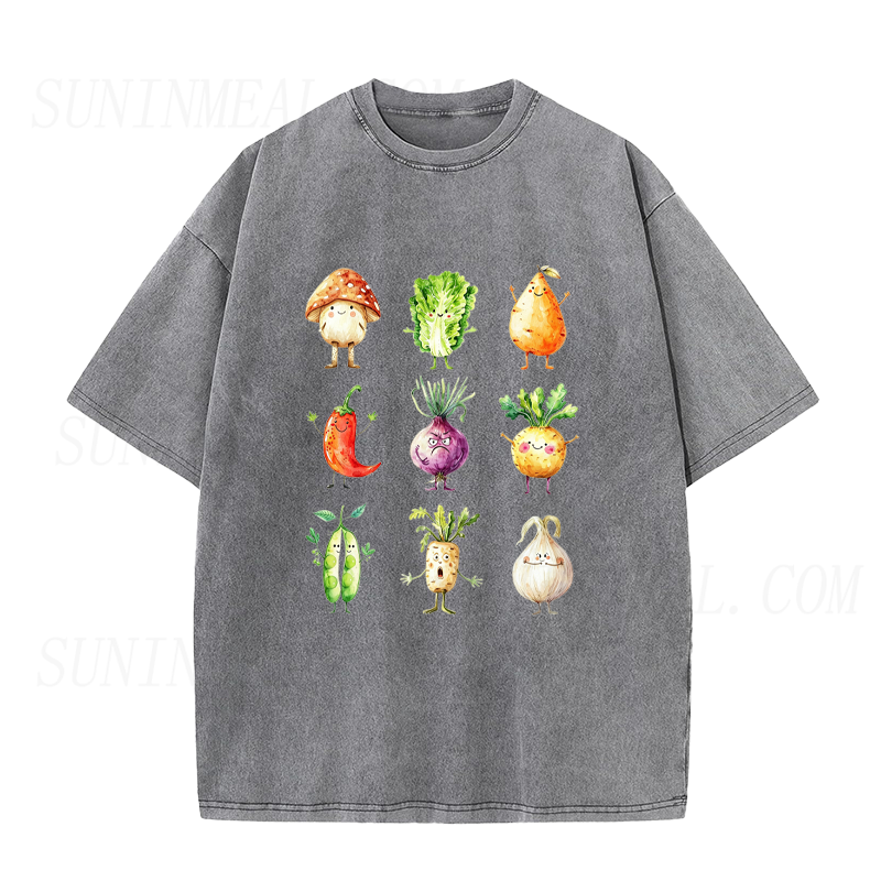 Cute Watercolor Veggie Characters Unisex Tee