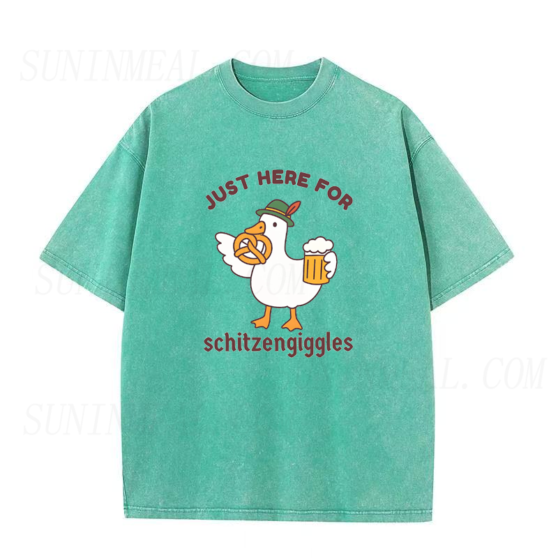 Just Here for Schitzengiggles Funny Oktoberfest Silly Goose Unisex Tee