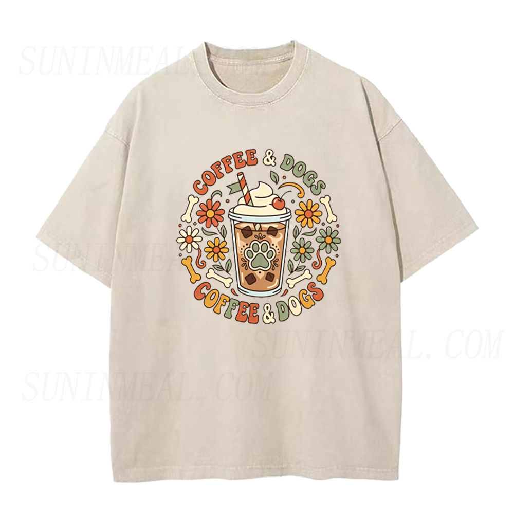 Retro Floral Coffee & Dogs Unisex Tee