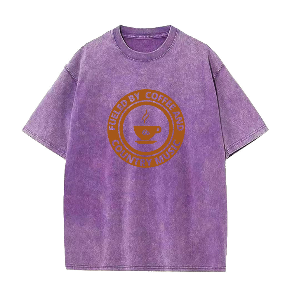 コーヒーと音楽で満たされたユニセックスTシャツ