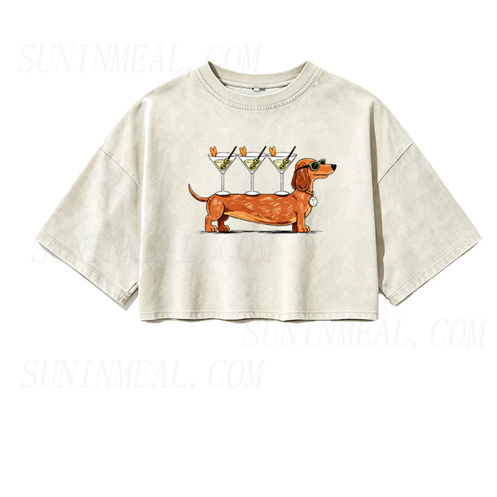 Weenies & Martinis Oversized Crop Tee