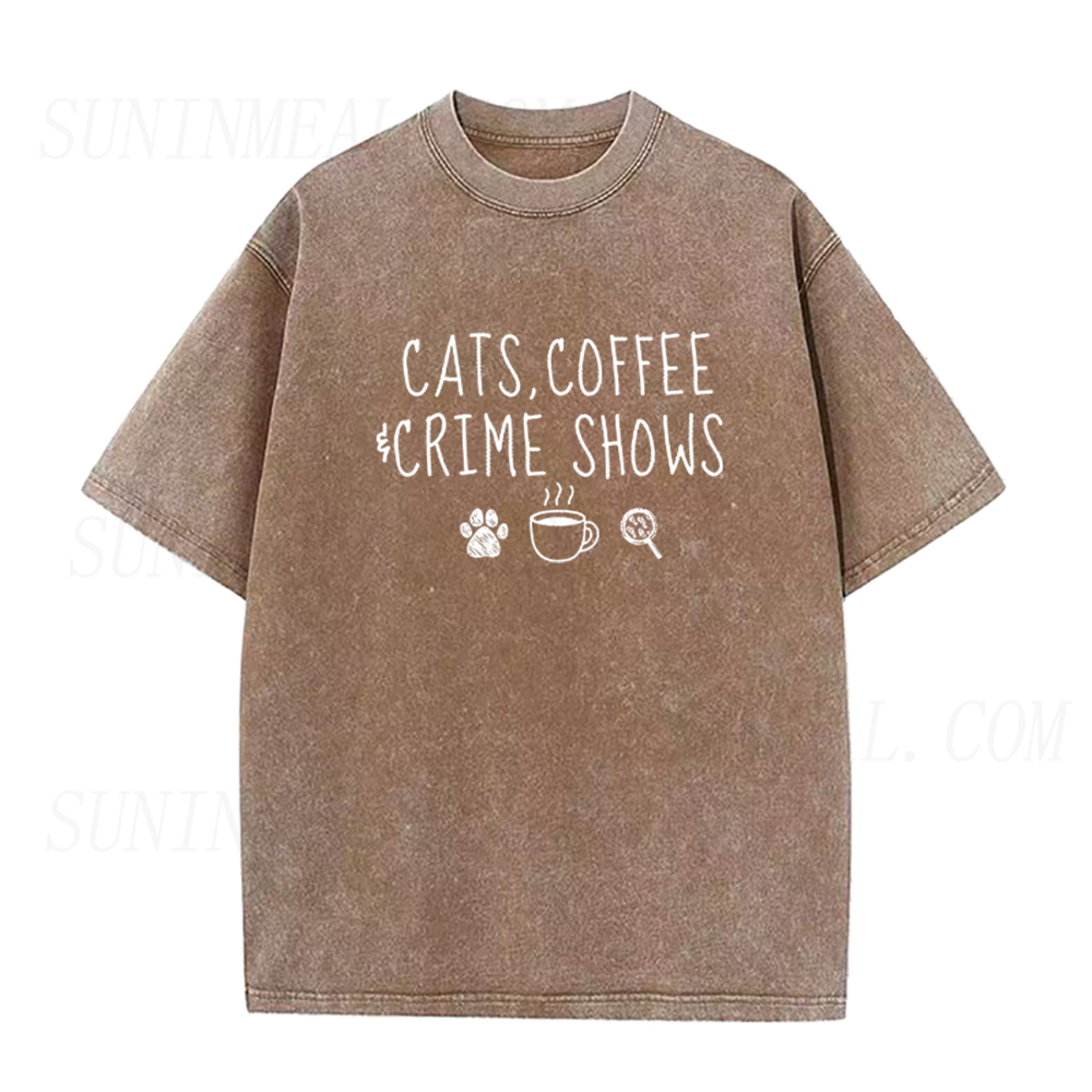 Cats Coffee Crime Shows Unisex Tee