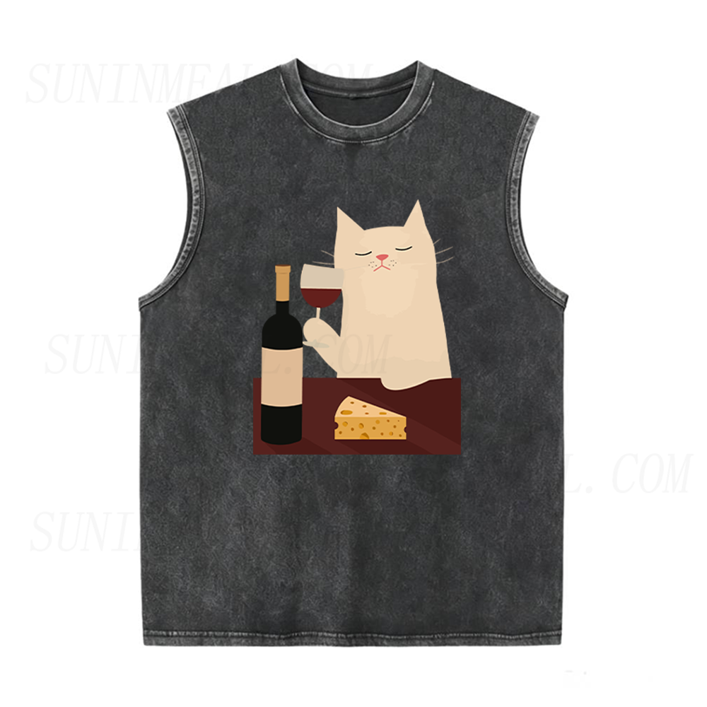 White Cat Wine Unisex Tank Top