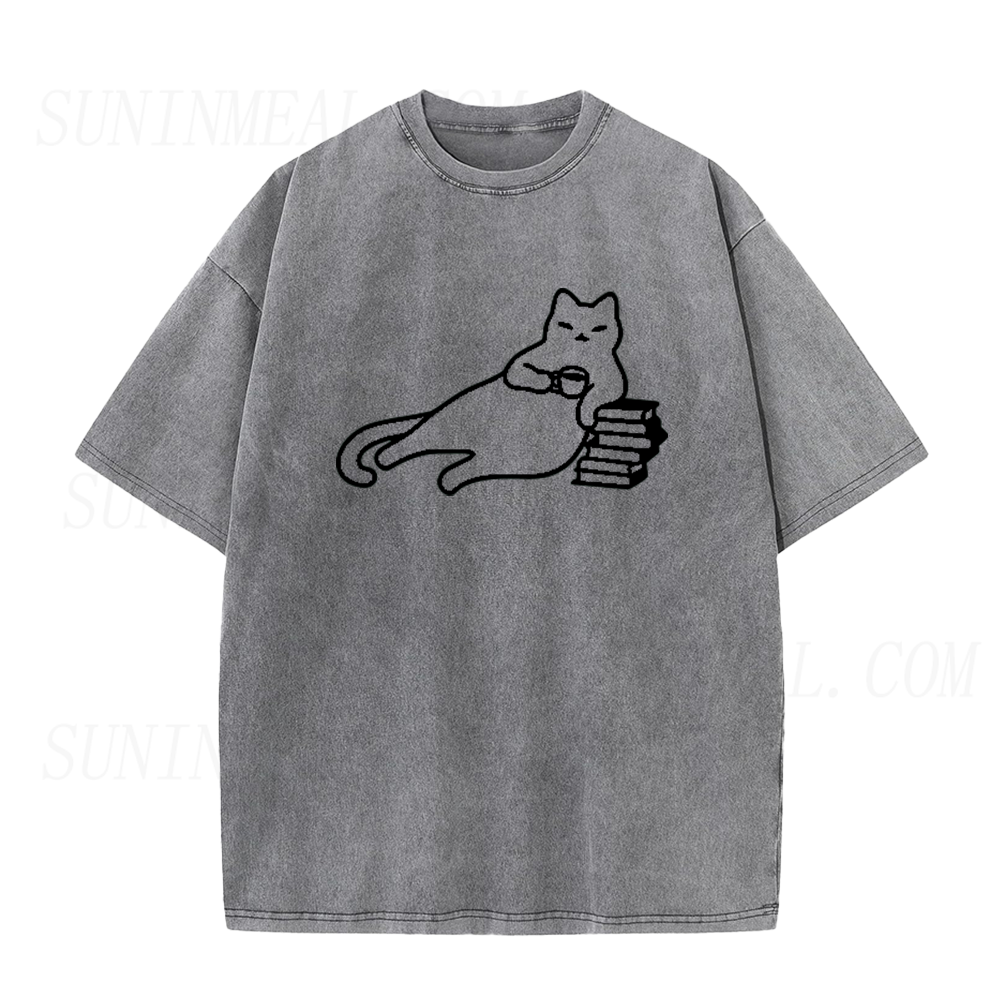 Cats Coffee and Books Unisex Tee