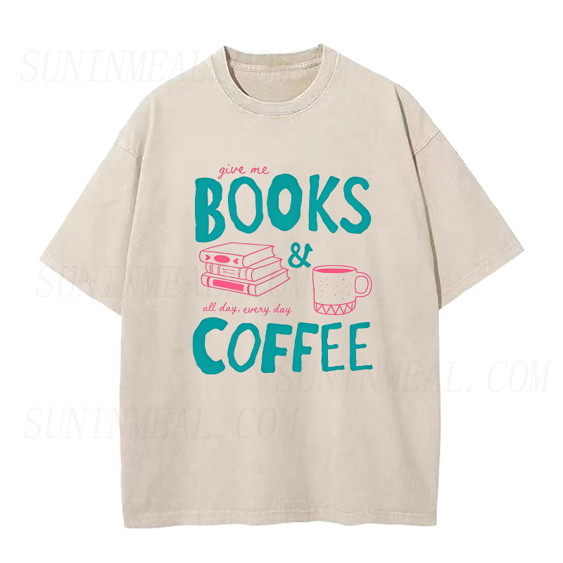 Books & Coffee All Day Unisex Tee
