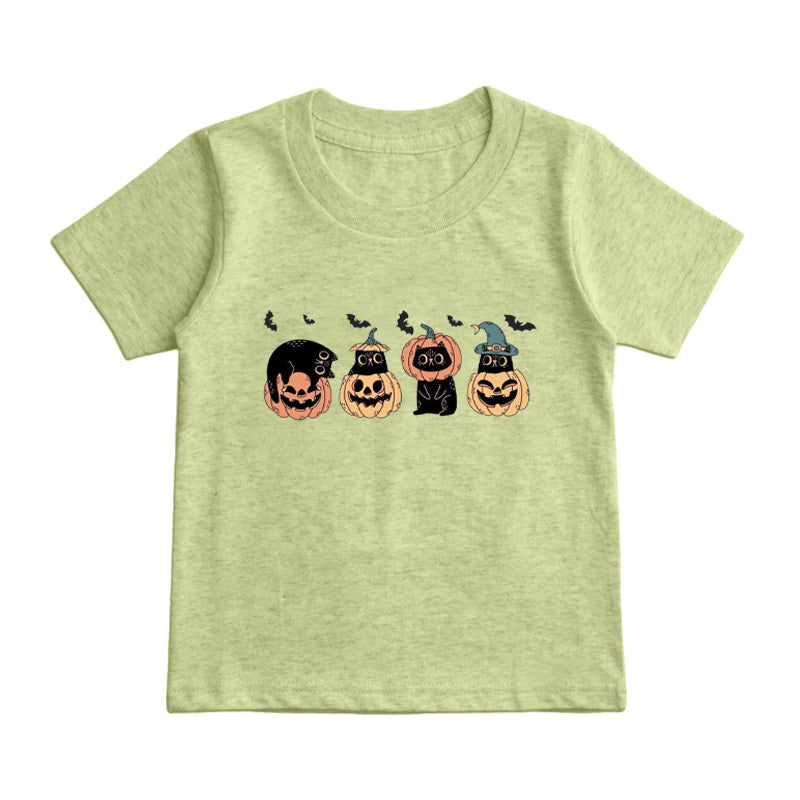 Cute Halloween Black Cats Kids T-Shirt