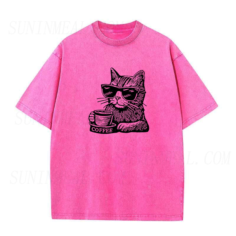 Cat with Coffee Unisex Tee